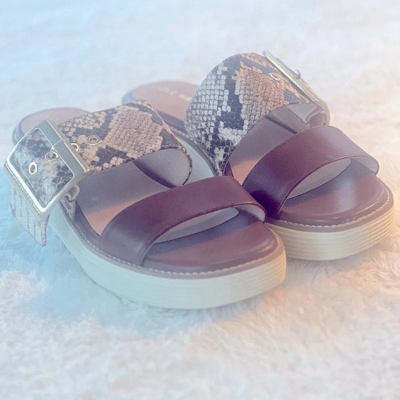 NWT Cole Haan Sz 7.5 Sand Dollar Snake Print Leather Grand Platform Sandals - Picture 15 of 16